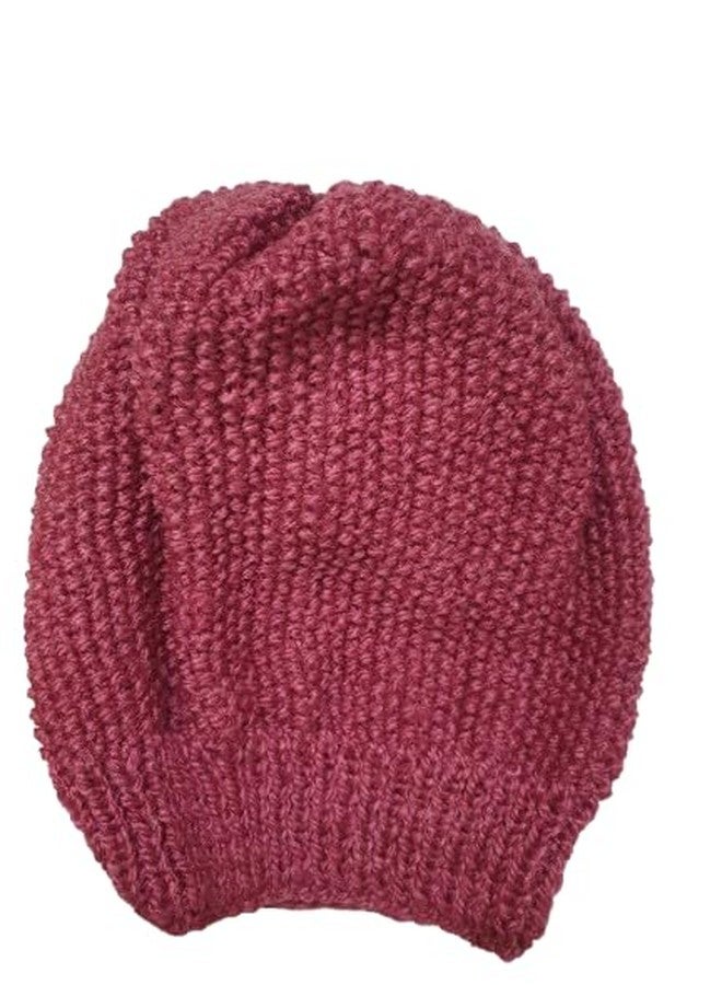 Belleza Crafting with Creativity Dark Pink Colour Hand Knitted Winter Warm Cap/Skull Cap for Boys/Girls Age 3-7 Years (Pack of 1) - Image 1