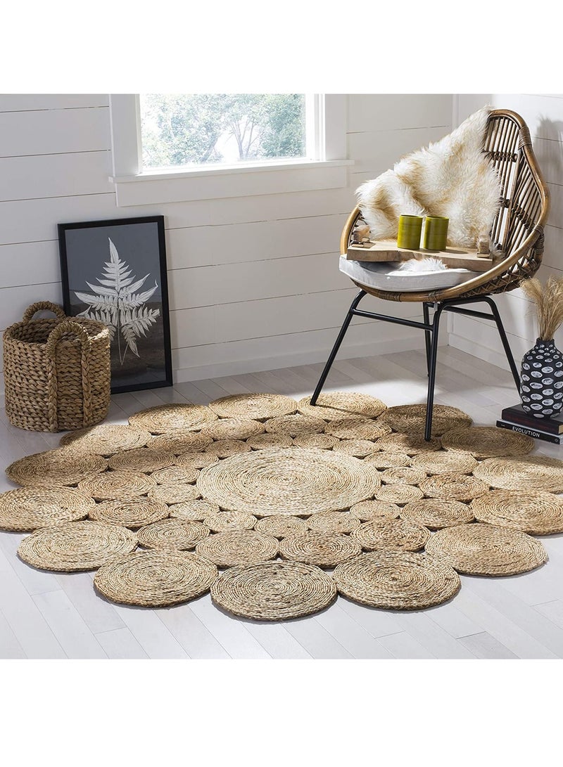LINGWEI Round Jute Rug Carpet 120x120cm - Image 3