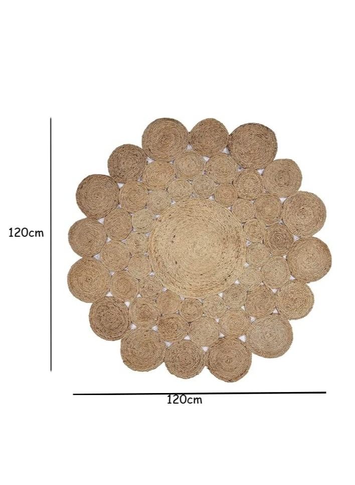 LINGWEI Round Jute Rug Carpet 120x120cm - Image 5