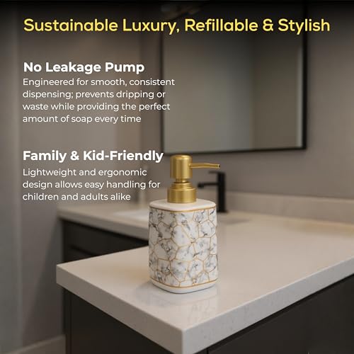 TAGROCK Ceramic Liquid Handwash Soap Dispenser Pump for Bathroom/Kitchen - 250ml, Pack of 1 (White) - Image 3
