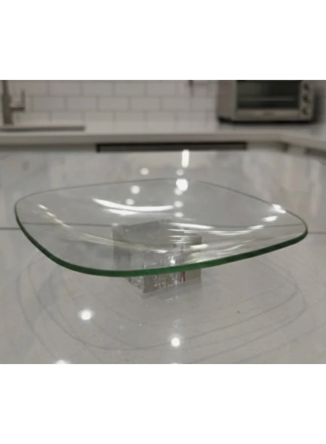 AKDC Square Glass Serving Tray – 18×5 cm Elegant Clear Design, Ideal for Modern Table Presentation - Image 1