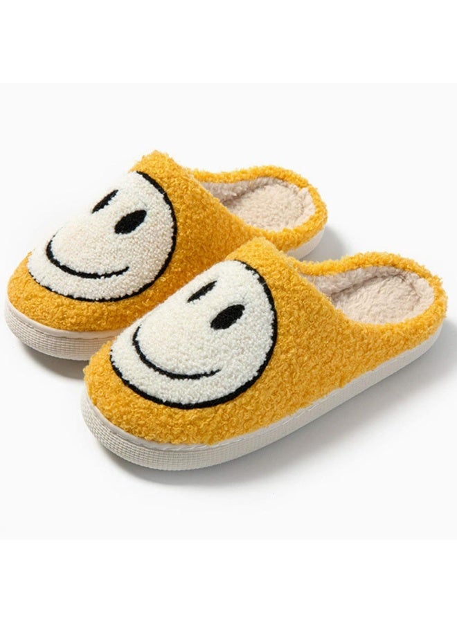 Cute Smiley Face Thicken Indoor Slippers Unisex Comfy Anti-slip House Bedroom Fuzzy Shoes Rubber Sole Mute Slippers For Indoor Or Outdoor - Image 1