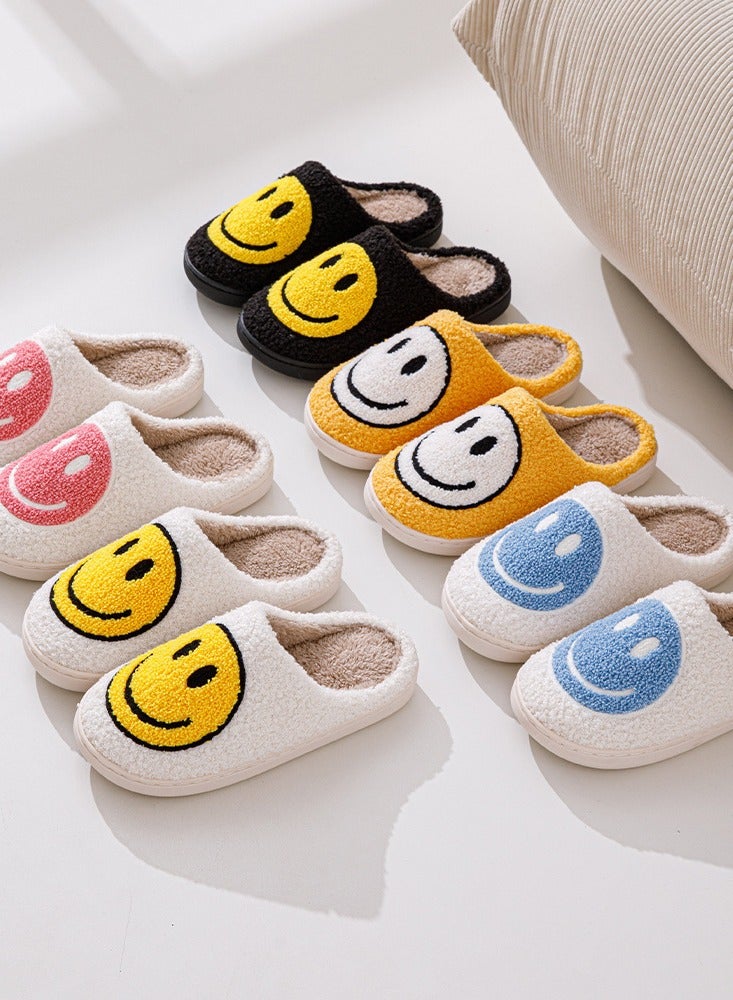 Cute Smiley Face Thicken Indoor Slippers Unisex Comfy Anti-slip House Bedroom Fuzzy Shoes Rubber Sole Mute Slippers For Indoor Or Outdoor - Image 4