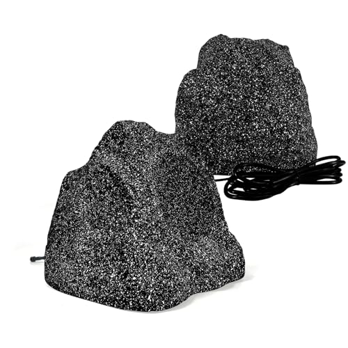 STUDIOFINIX 8" Outdoor Rock Bluetooth Speakers Waterproof Powerful 600 Watt Deep Bass All Weather Durable for Outdoor Garden Pool Patio Deck Porch BBQ (1 Pair) - Image 1