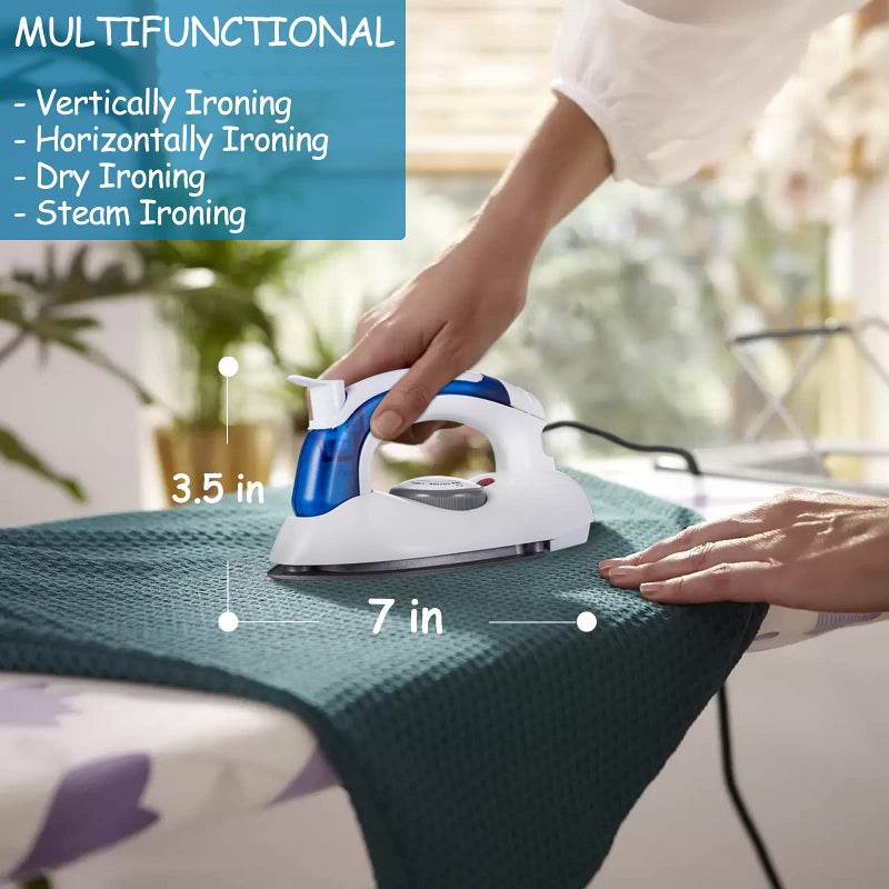 DenniesCare Travel Irons Portable Steam Irons for Clothes Handheld Steamer Mini Iron Non-Stick Sole Plate Dry Ironing and Steam Ironing Fast Heated up Detachable Water Tank - Image 5