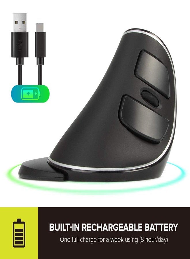 DeLUX Wireless Ergonomic Mouse with 4000DPI, Vertical Mouse with USB Receiver and BT1 + BT2, 6 Buttons and Removable Palm Rest for Laptop Computer and Carpal Tunnel (M618PD-Black) - Image 5