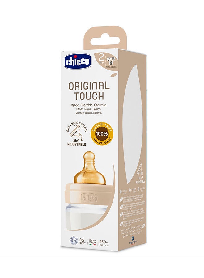 NIBEMINENT Original Touch Feeding Bottle 250ml Adjustable Flow 2m+ Latex, Neutral  - Image 3