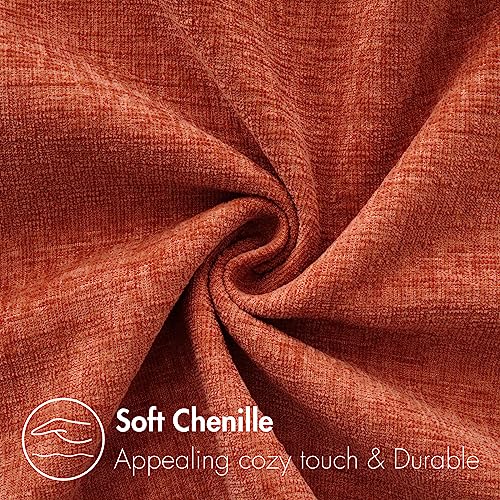 MIULEE مجموعة من 2 أغطية وسائد رمي للكنبة 18x18 بوصة بلون برتقالي محروق ناعم من الشنيلا للصالون أغطية وسائد مصبوغة بشكل موحد - Image 2