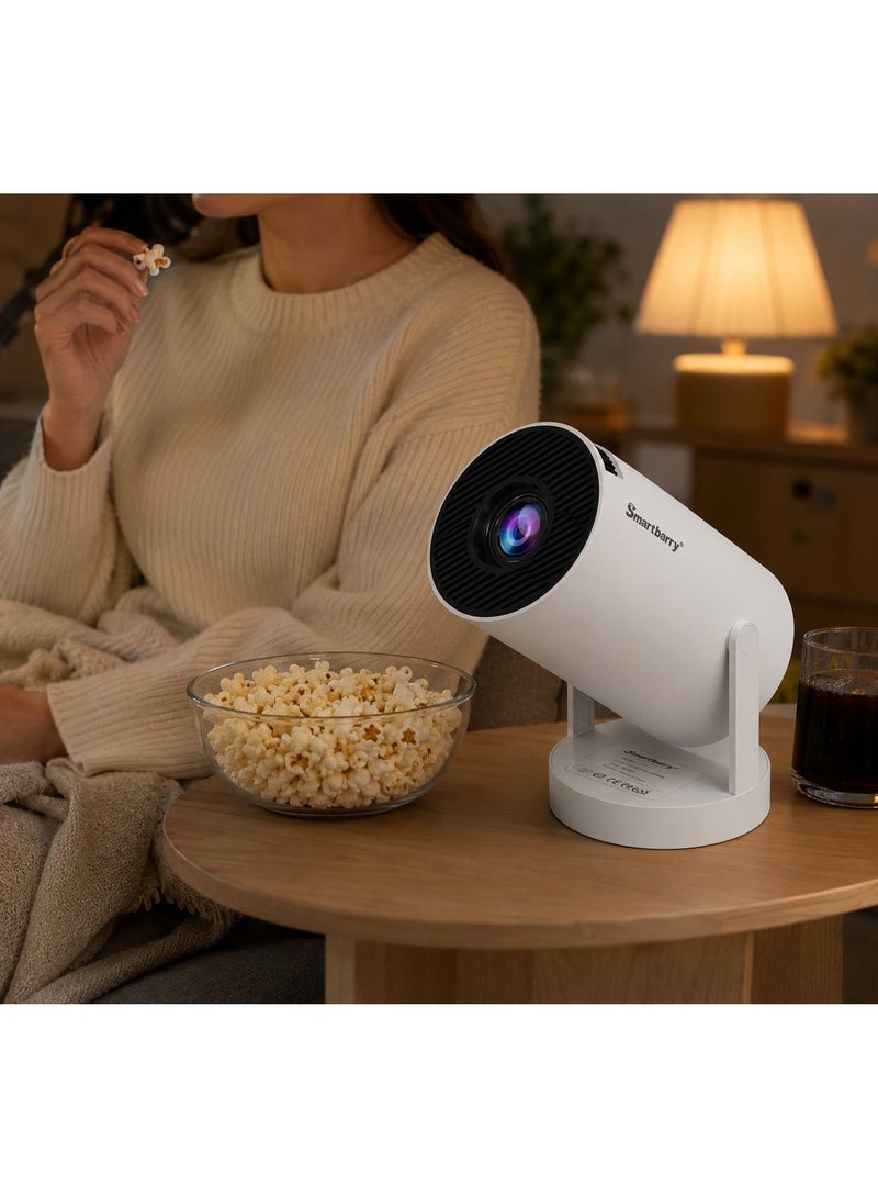 Smartbarry HT5 Portable Smart Projector, 5G WiFi, Android Smart System, 4K HDR Support, Native HD Projection, Auto Keystone Correction, Built-in Speaker, YouTube, Netflix & Prime Video, Remote Control Included - Image 4