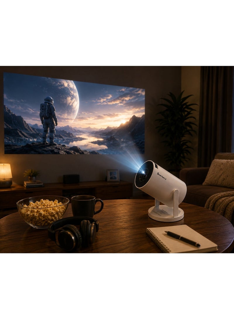 Smartbarry HT5 Portable Smart Projector, 5G WiFi, Android Smart System, 4K HDR Support, Native HD Projection, Auto Keystone Correction, Built-in Speaker, YouTube, Netflix & Prime Video, Remote Control Included - Image 3