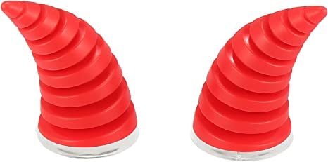 SELVIKE Devil's Helmet Thread Horn with Suction Rubber Pad for All Bikes and Motorcycles (Pack of 2) (RED) - Image 1