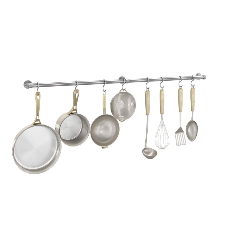 ROTHLEY Hanging Pot Rack Hanger 394 Inch Stainless Steel Pot and Pan Hanger Pot Rack Wall Mounted Hanging Pots and Pans Rack Pot Hangers for Kitchen Wall Kitchen Rail with Hooks Brushed - Image 2