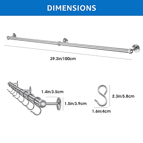 ROTHLEY Hanging Pot Rack Hanger 394 Inch Stainless Steel Pot and Pan Hanger Pot Rack Wall Mounted Hanging Pots and Pans Rack Pot Hangers for Kitchen Wall Kitchen Rail with Hooks Brushed - Image 3