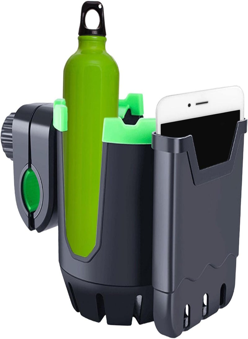 GGOOT Water Bottle Holder Handlebar Mount,Bike Cup Holder with Phone Storage - 360-degree Rotating Handlebar Drink Holder Mobile Phone Holder, Mountain Bike Motorbike Accessories for Cycling  - Image 1