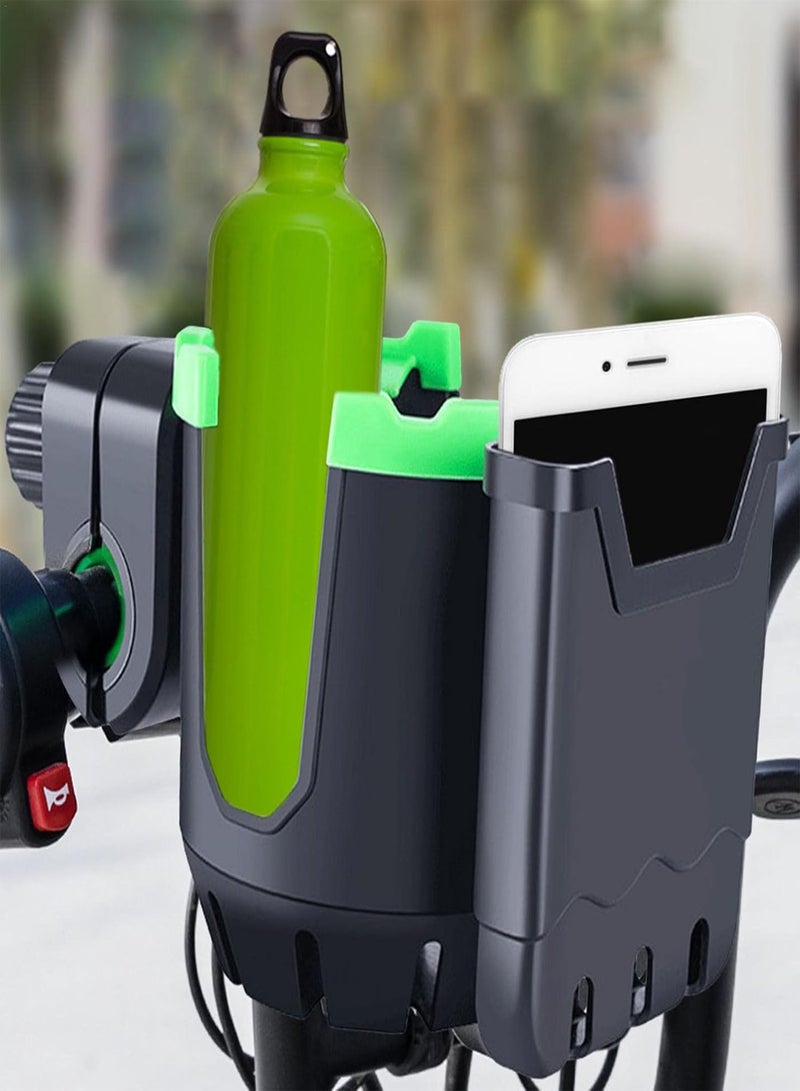 GGOOT Water Bottle Holder Handlebar Mount,Bike Cup Holder with Phone Storage - 360-degree Rotating Handlebar Drink Holder Mobile Phone Holder, Mountain Bike Motorbike Accessories for Cycling  - Image 2