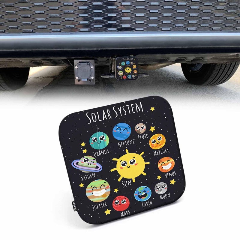 Beabes Hitch Cover Plug Solar System  2 Inch Receivers Diameter Cute Galaxy Space Sun Moon Planets Lightweight Trailer Hitch Tube Cover Hitch Safe Cover for Pickups SUVs Cars - Image 1