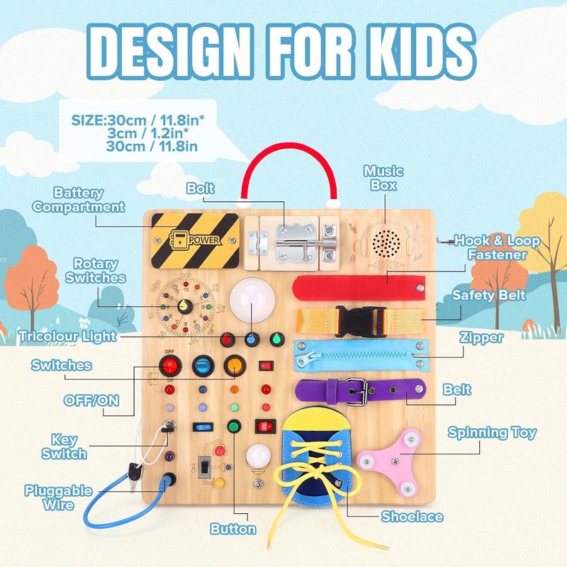 Grarain Busy Board Montessori Toys for 1-3 Year Old Sensory Toys Educational Toddler Toys Baby Toys for 1-2 Years Kids Learning Playtime Busy Board V3 - Image 5