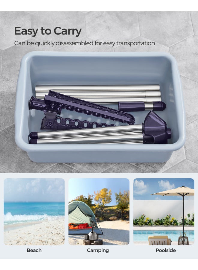 SONGMICS حامل الملابس من سونغميكس، رف تجفيف الملابس مع 3 أذرع دوارة لتعليق الملابس، رف غسيل داخلي قابل للطي بأربعة أرجل، مصنوع من الفولاذ المقاوم للصدأ، يتسع لـ 27 قطعة من الملابس، بارتفاع 151.5 سم، أزرق وفضي - Image 5