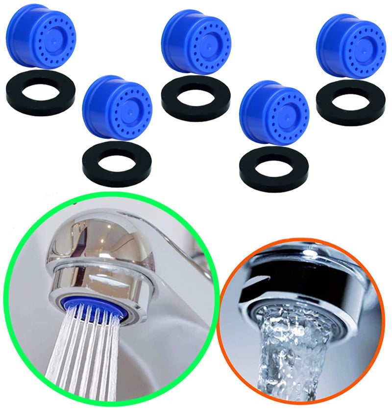 Bulfyss Jal Jeevan Mission Kitchen Tap Water Saving Aerator Nozzle, 3 LPM Shower Flow, Food Grade Plastic (22 mm Diameter, Blue) - Pack of 5 - Image 1