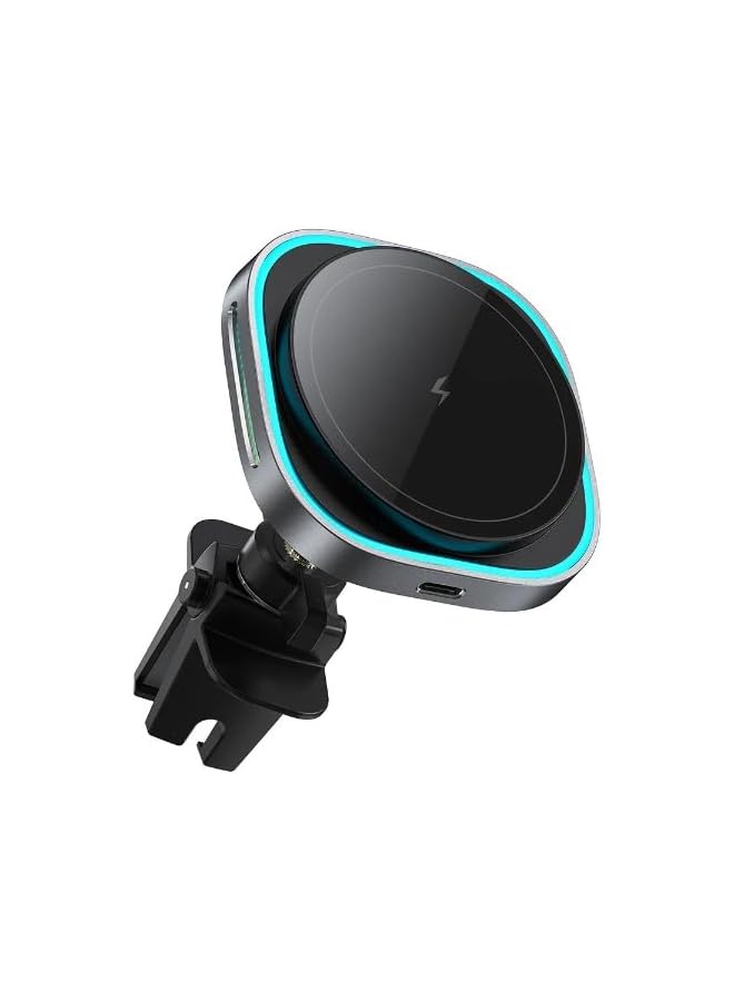 S-TOP Magnetic Car Phone Holder Qi2 15W Fast Wireless Charger, Air Vent/Dashboard Magnetic Wireless Charger Stand for IPhone 15 16 Pro Max, Car Charger LED - Image 1