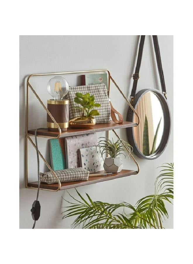 لوفت كاترينا، تخزين، أرفف، ارتفاع 42 × عرض 51 × عمق 16 سم، لوح متوسط ​​الكثافة، طبيعي، ذهبي، رفين مع تعليق معدني أسود AA4809M09 - Image 1