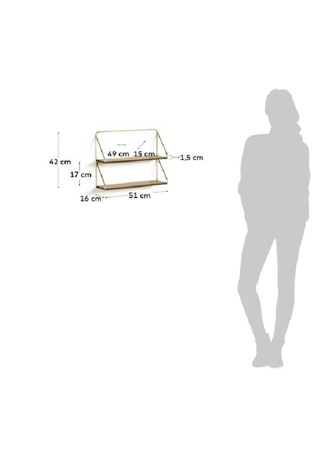لوفت كاترينا، تخزين، أرفف، ارتفاع 42 × عرض 51 × عمق 16 سم، لوح متوسط ​​الكثافة، طبيعي، ذهبي، رفين مع تعليق معدني أسود AA4809M09 - Image 3