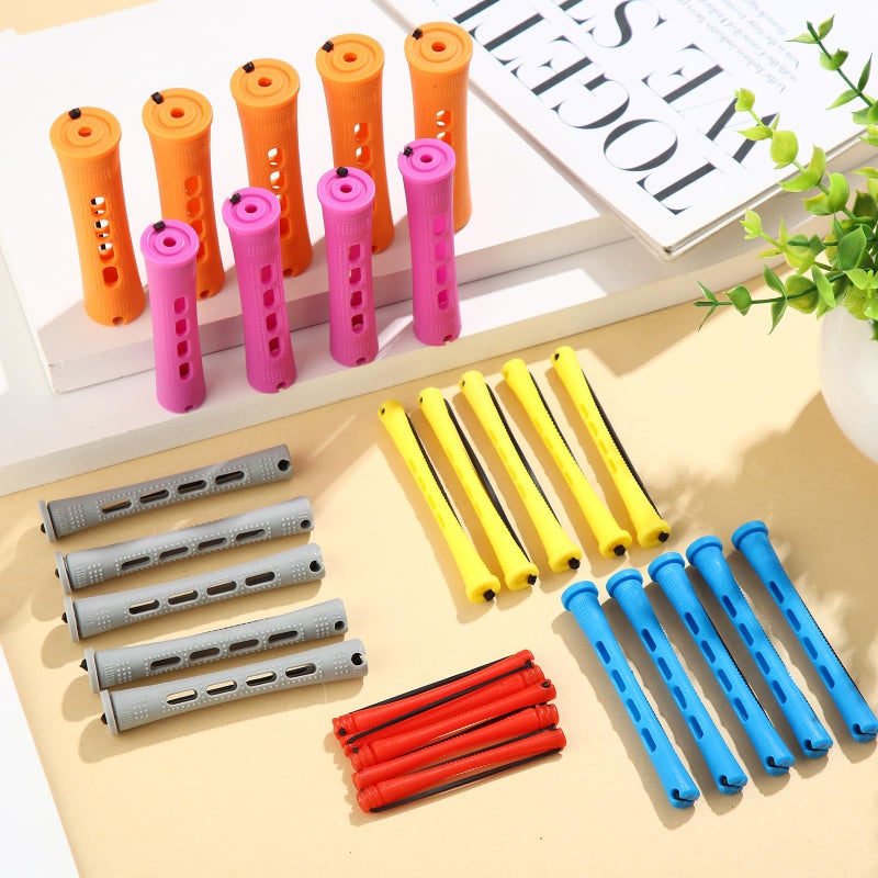 ProSuites 68 Pcs Hair Perm Rods Set - 6 Sizes Plastic Cold Wave Rods with Rat Tail Combs Hair Styling Clips, Perming Rods for Long Short Natural Hair Hairdressing Tools - Image 5