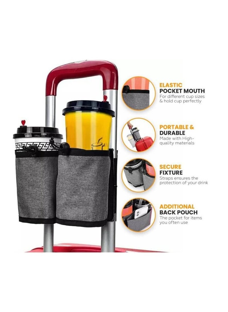 Luggage Cup Holder, Luggage Travel Cup Holder Luggage Drink Holder Gathering Two Coffee Mugs for Rolling Suitcase Small Travel Bag Cup Bag  - Image 5