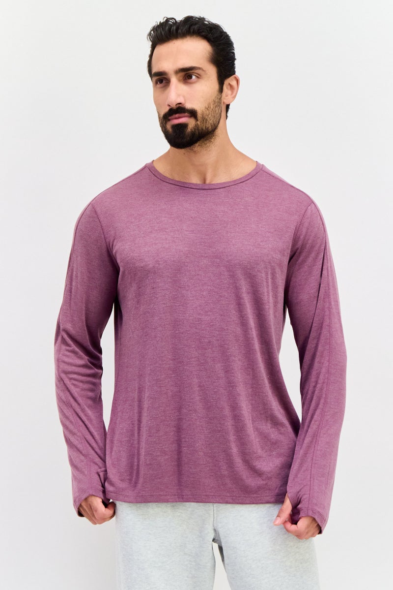 Champion تي شيرت تدريب طويل الأكمام للرجال، لياقة رياضية، رمادي مزرق - Image 1