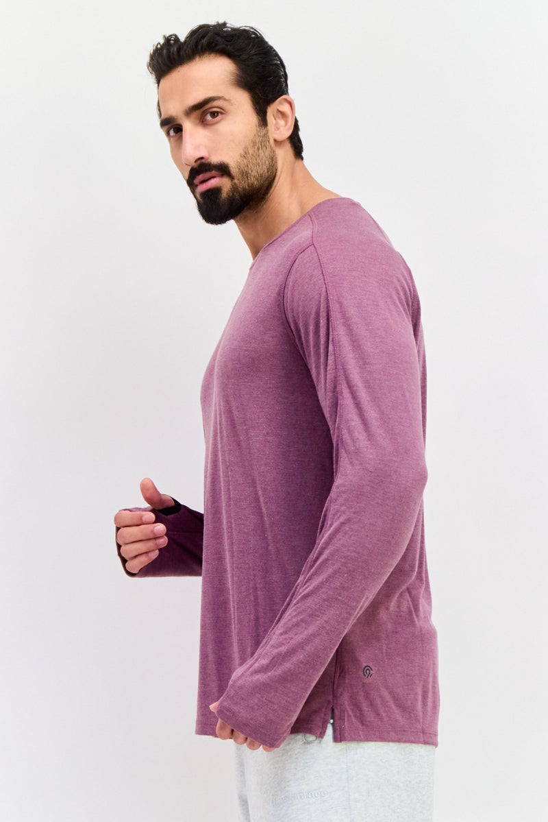 Champion تي شيرت تدريب طويل الأكمام للرجال، لياقة رياضية، رمادي مزرق - Image 2