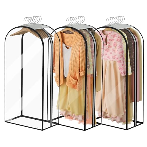 Ramota Garment Bags for Hanging Clothes 40” Long,Ultra Clear Suit Bags for Closet Storage, Moving Organization, Travel Covers with 10" Gussets for Coat, Dress, Shirt and Sweater - 3 PCS - Image 1