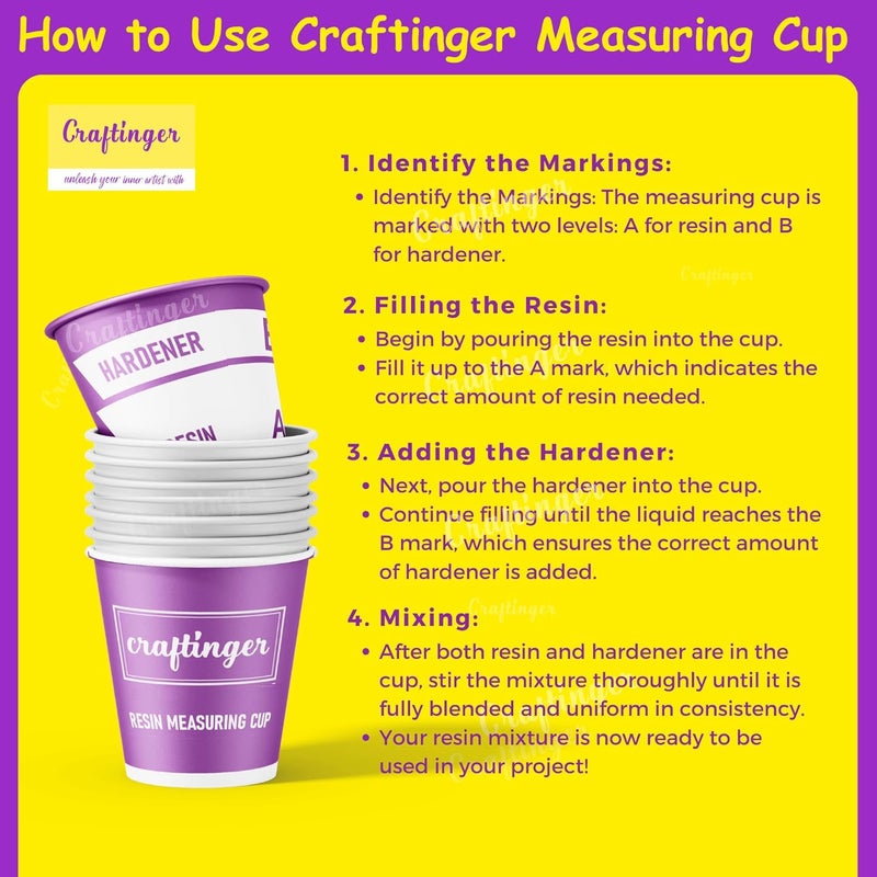 Craftinger مجموعة كرافتينجر لصنع حاملات الأكواب الراتنجية DIY، 30 × 15 × 10 سم؛ 200 جرام، متعدد الألوان - Image 5