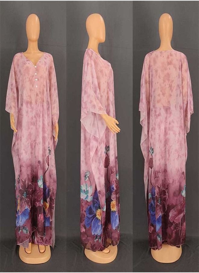 Loquat - Printed Chiffon Cardigan Two-Piece Set - Image 1