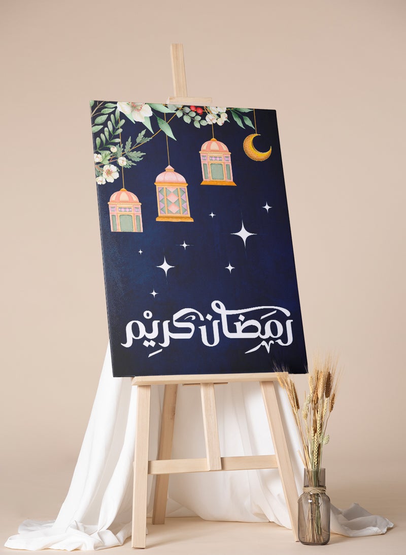 LOWHA Canvas Wall Art Stretched Over Wooden Frame with Ramadan Lanterns and Roses Painting - Image 2