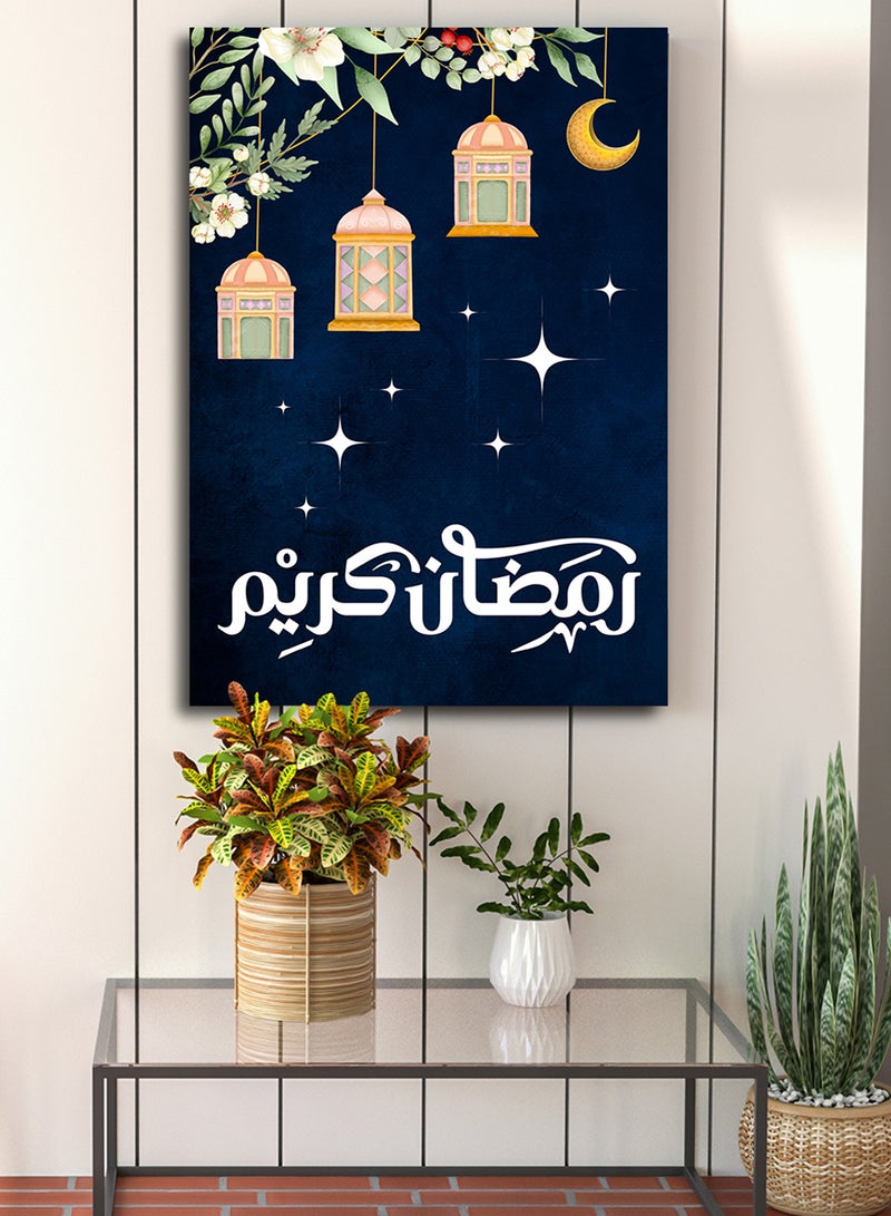 LOWHA Canvas Wall Art Stretched Over Wooden Frame with Ramadan Lanterns and Roses Painting - Image 5
