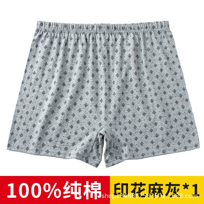 Men's High Waist Cotton Boxer Briefs – Breathable Solid Color Underwear for Elderly - Image 1