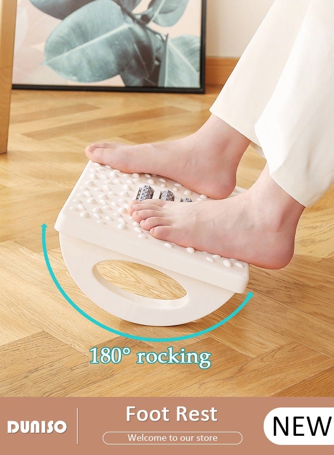 DUNISO Office Foot Rest for Under Desk, 180 Degrees Rocking Footstool, Foot Stool with Massage Texture and Roller, Non-Slip Toilet Stool, Ergonomic Foot Rest for Pressure Relief, Comfortable Foot Stool for Home, Office, School  - Image 1