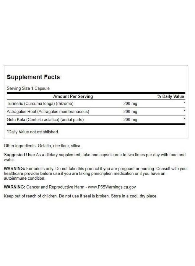 SWANSON Full Spectrum Turmeric Astragalus & Gotu Kola Complex 60 Capsules - Image 2