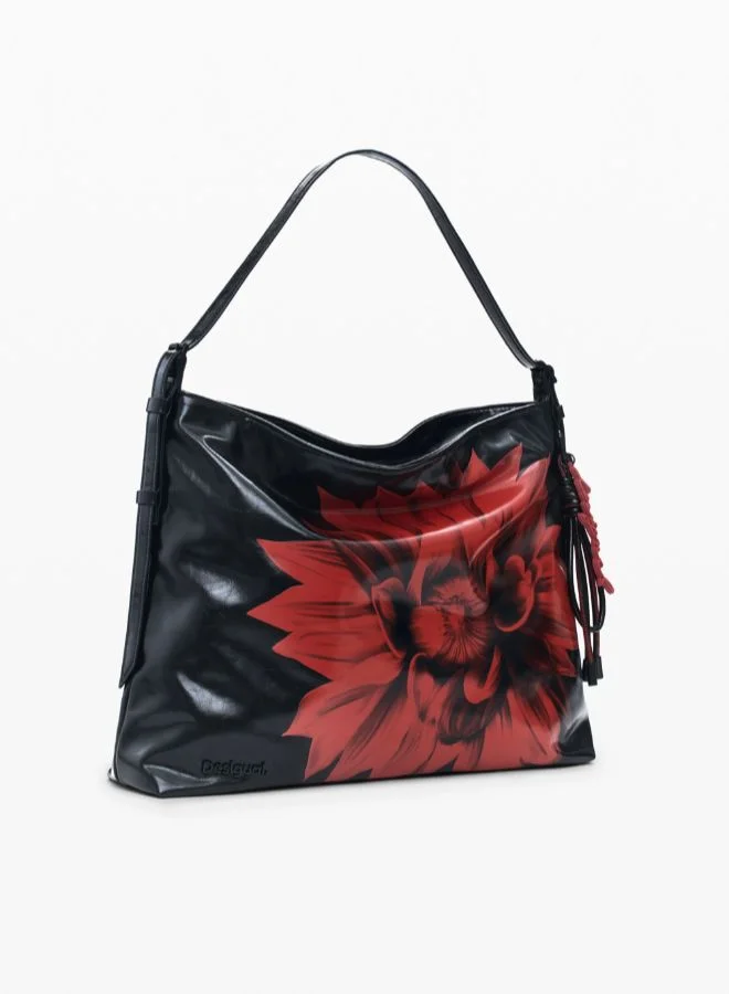 DESIGUAL Medium shiny flower shoulder bag