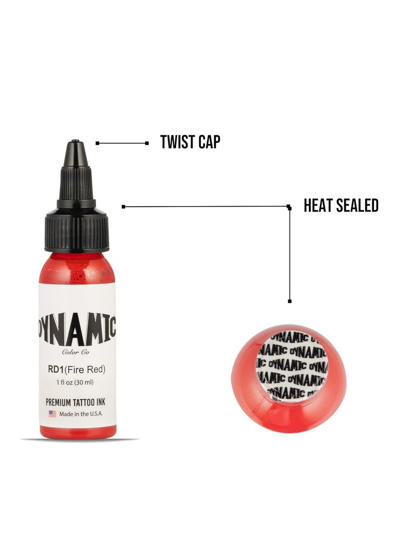 Dynamic - Dynamic Color Co- Fire Red Tattoo Ink, Made in USA, Sterilized, Vibrant, Vegan, Since 1990, (1oz Bottle) - Image 1