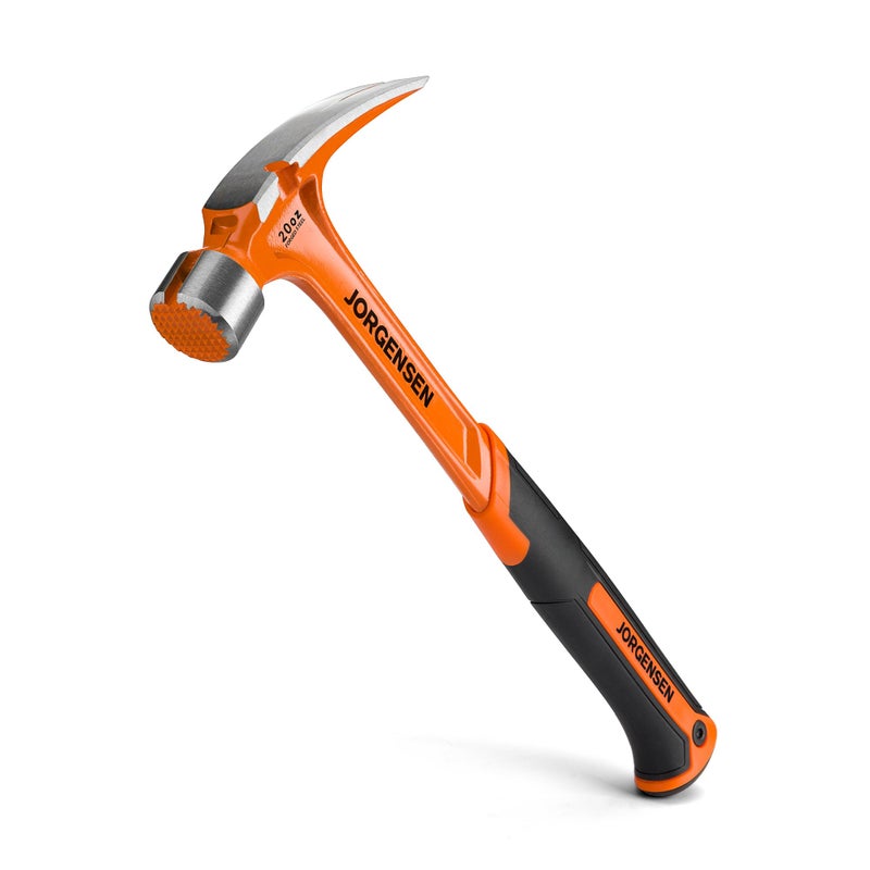 Jorgensen 20 oz Straight Claw Hammer with Magnetic Nail Holder, Rip Claw Hammer with Milled Face, Side Nail Puller, Shock Absorbing Grip, Heavy Duty One-piece Forged Hammer - Image 1