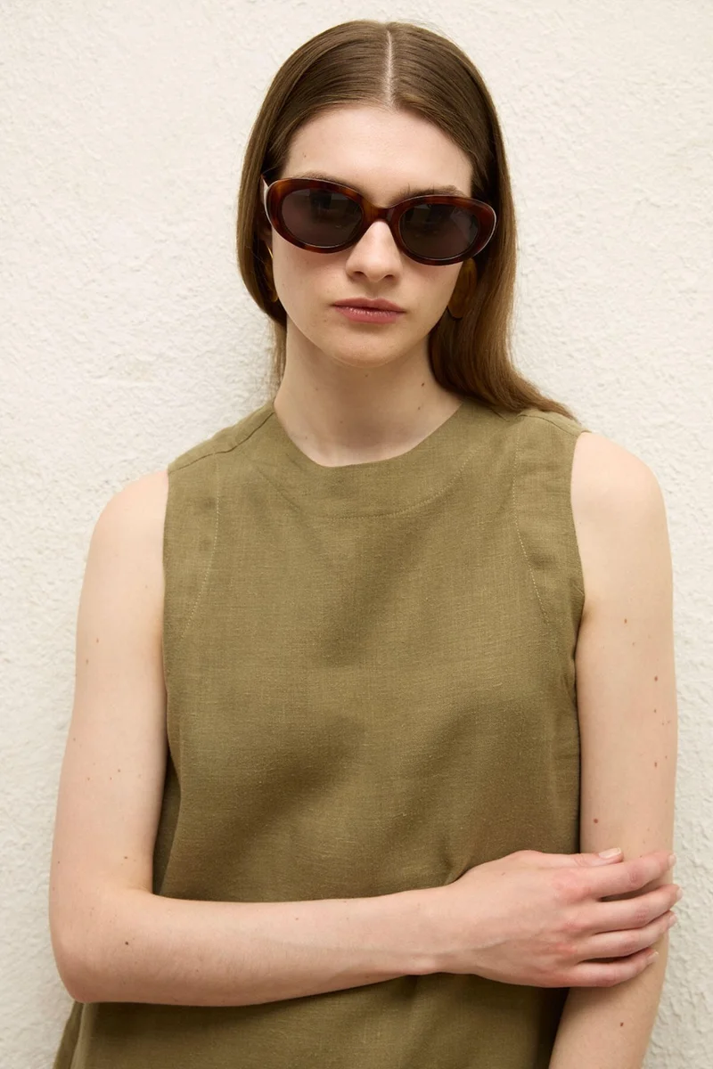مانوكا Sleeveless Linen Dress