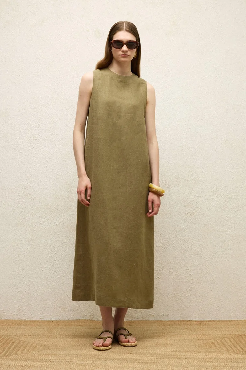 مانوكا Sleeveless Linen Dress