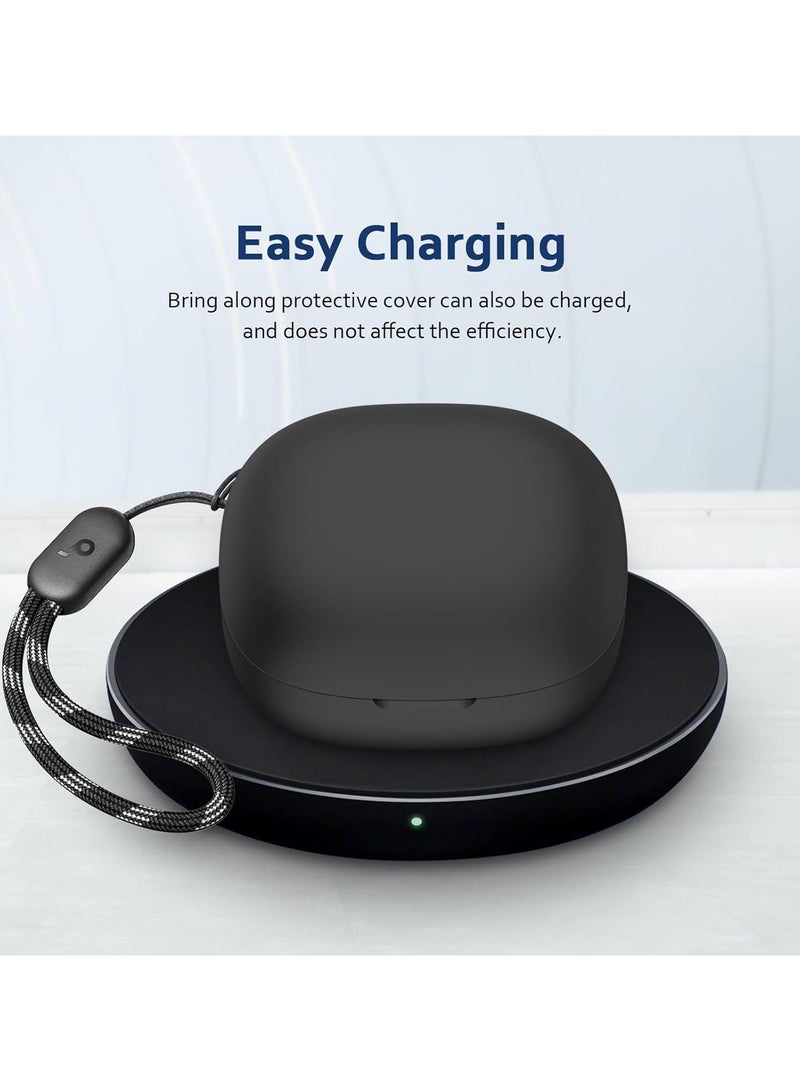 غطاء سيليكون لحماية هاتف Anker Soundcore R50i/P20i، [يدعم الشحن اللاسلكي] غطاء سيليكون ناعم مقاوم للصدمات والغبار لحماية كاملة لهاتف (أسود) - Image 2