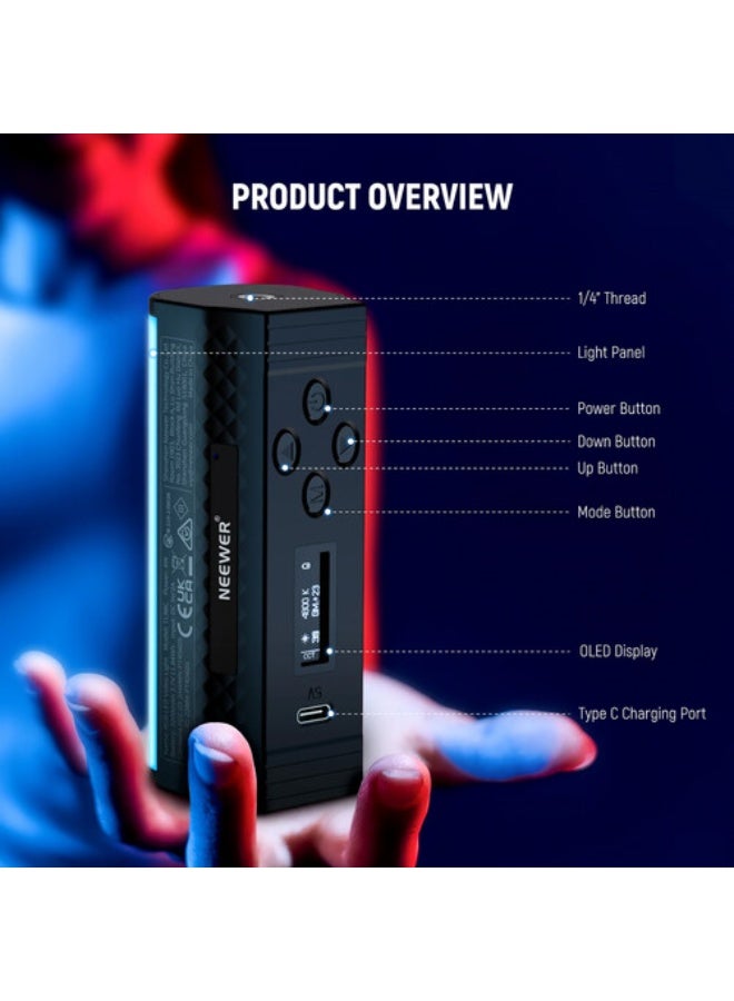 نيوير TL98C Magnetic Handheld Light Wand with APP/DMX Control - Image 2