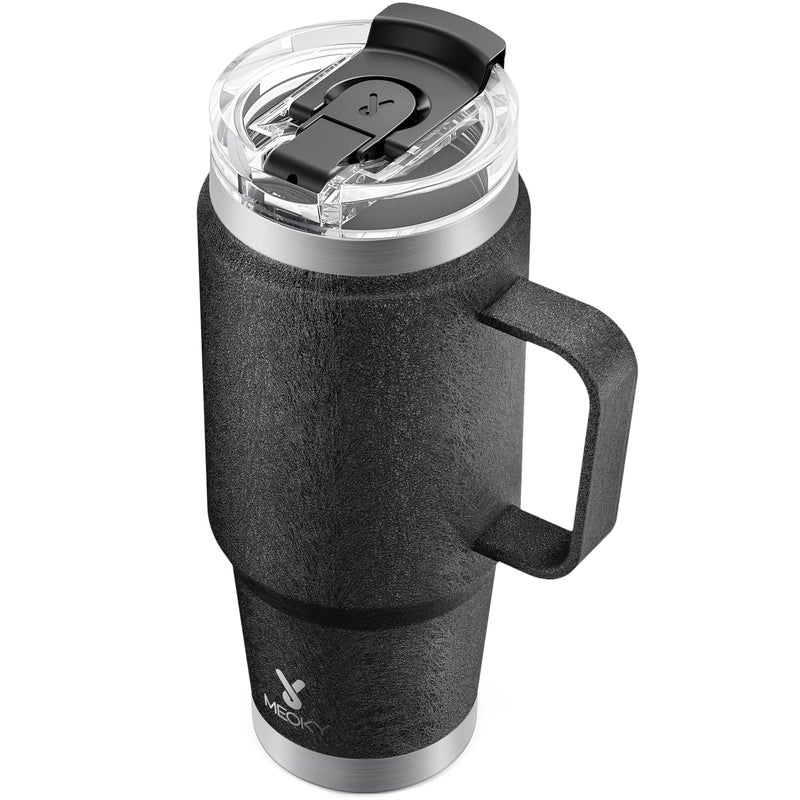 Meoky 32oz Tumbler with Handle Stainless Steel Travel Mug with 2in1 Straw and Sip Lid Vacuum Insulated Coffee Mug 100 Leak Proof Keeps Cold for 24 Hours or Hot for 8 Hours Night