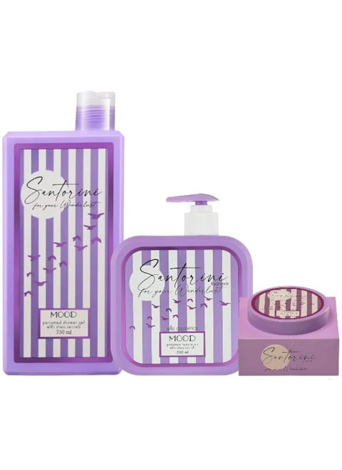 Santorini Shower Gel, Hand Wash and Body Milk Set 3-Pieces Set