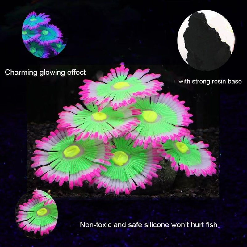 ZtohPyo Glowing Effect Soft Anemone Aquarium Fish Tank Decorations Silicone Glow in The Dark Artificial Ornament Plants for Aquarium Landscape Small/Large Fish Bowl Decor Accessories - Image 5