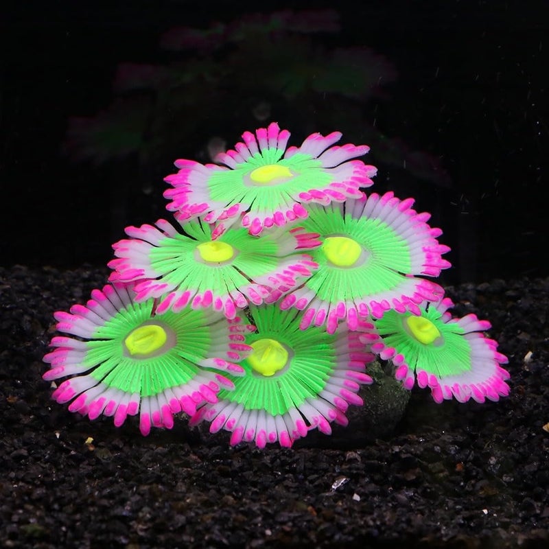 ZtohPyo Glowing Effect Soft Anemone Aquarium Fish Tank Decorations Silicone Glow in The Dark Artificial Ornament Plants for Aquarium Landscape Small/Large Fish Bowl Decor Accessories - Image 2