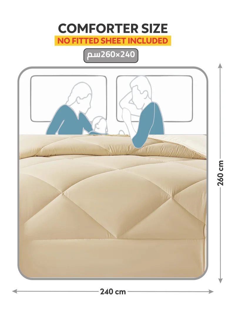 Donetella Bedding Comforter Set, King Size 260x240 cm - 3-Pcs Solid Quilted Bed Set, Microfiber Fabric - 1 Comforter And 2 Pillow Shams
